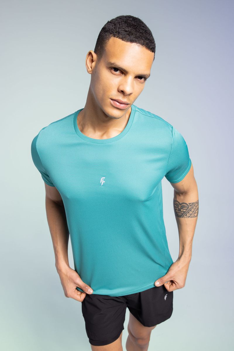 Man Slim Fit Short Sleeve Crew Neck Knitted T-Shirt - Green