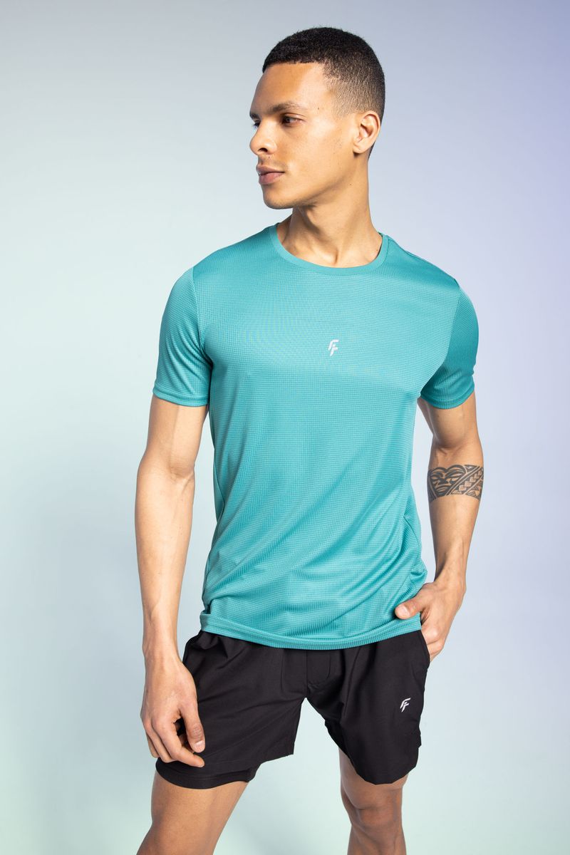 Man Slim Fit Short Sleeve Crew Neck Knitted T-Shirt - Green