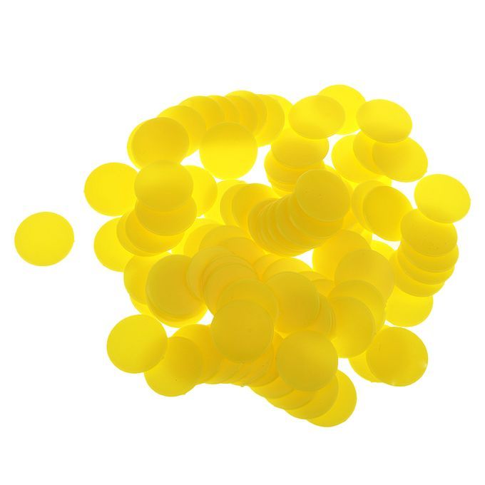100 Opaque Plastic Board Game Counters Tiddly Winks Numeracy Yellow