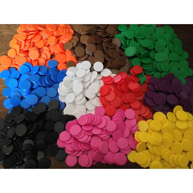 100x Opaque Plastic Board Game Counters Tiddly Winks Numeracy Red