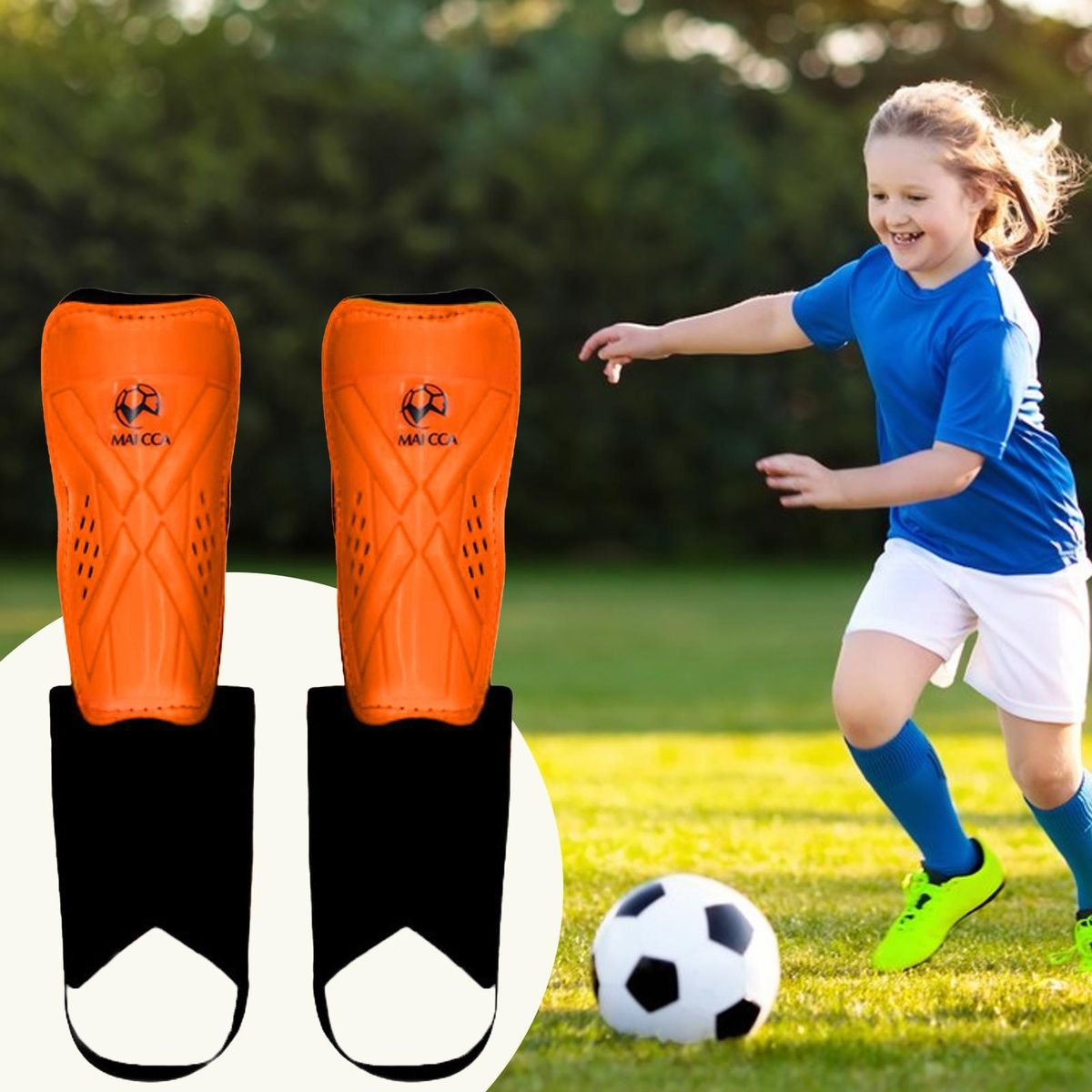 Breathable Soccer Leg Guards Proshield Football Shin Guards for Adults Orange