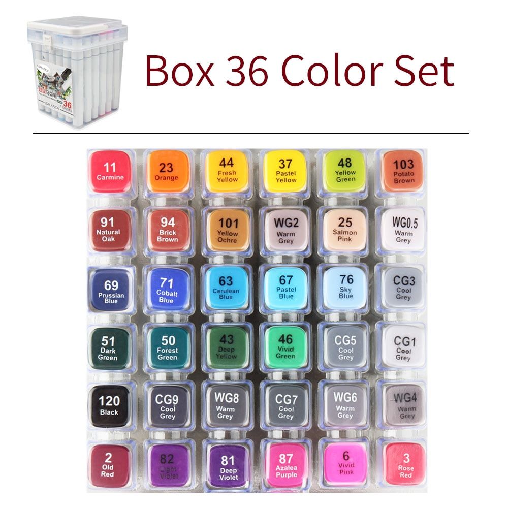 12 24 36 80 Color Touch Art Drawing Markers Pen Set Alcohol