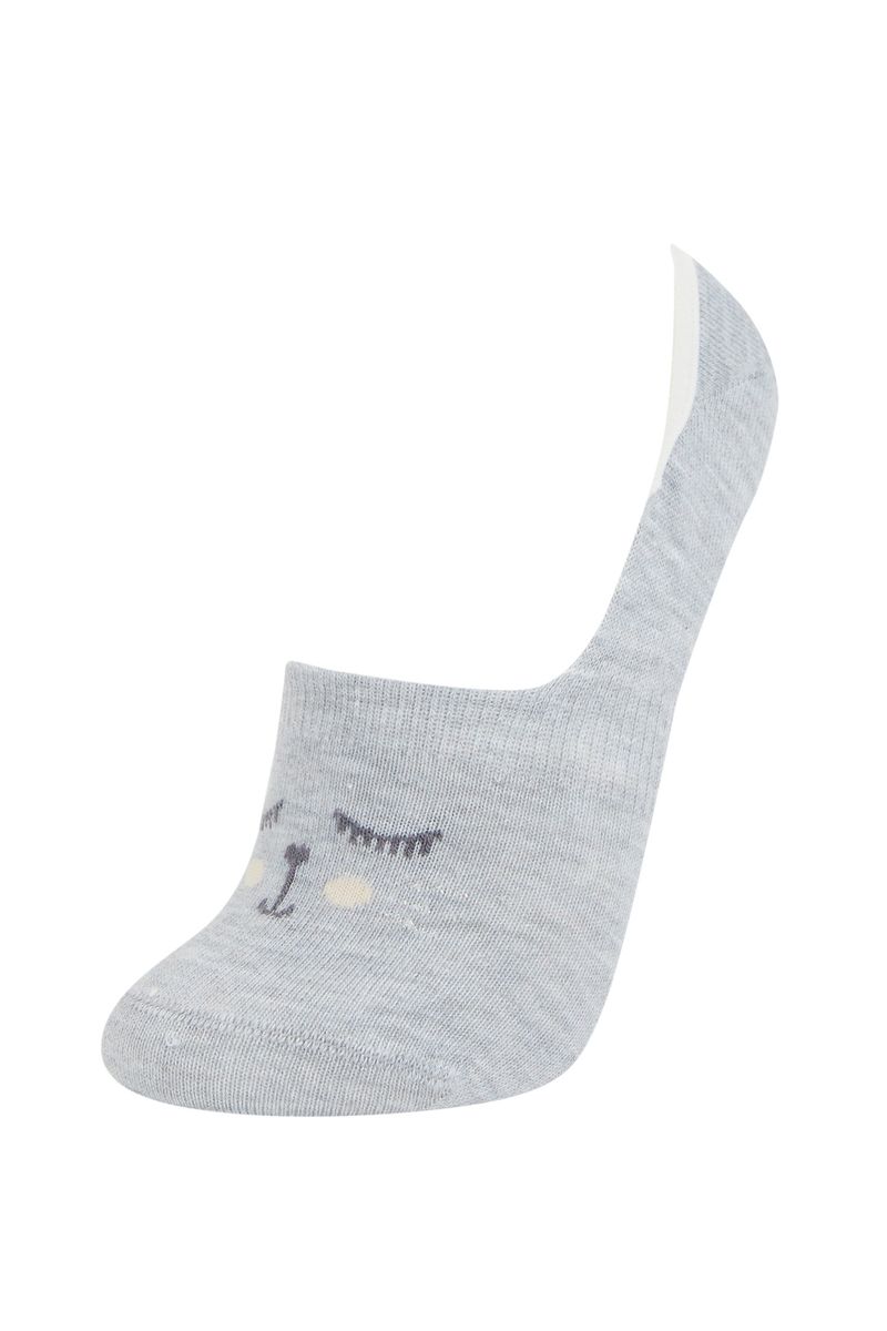 Woman Footsie 3 Low Cut Socks-Grey