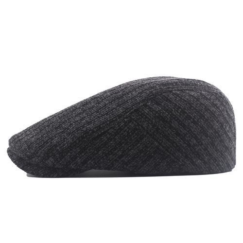 Men's Knitted Cotton Newsboys Beret Cap Grey