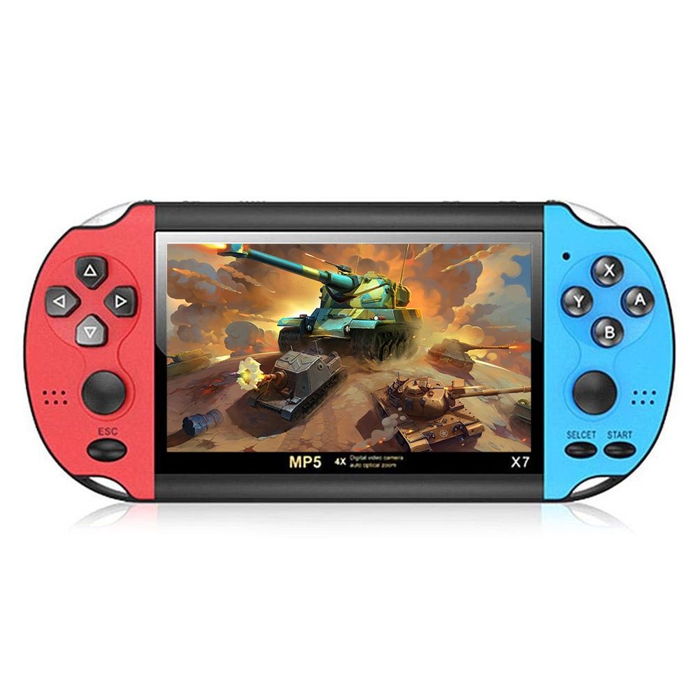 X7 Handheld Game Player 4.3 Inch LCD Display 8GB Double-rocker 3000 Classic Game Retro Mini Pocket Game Console MP5 Video Player（Red&Blue)）