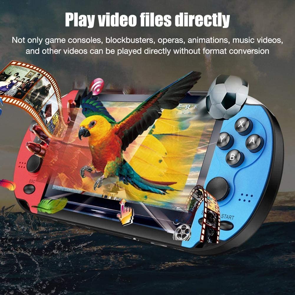 X7 Handheld Game Player 4.3 Inch LCD Display 8GB Double-rocker 3000 Classic Game Retro Mini Pocket Game Console MP5 Video Player（Red&Blue)）