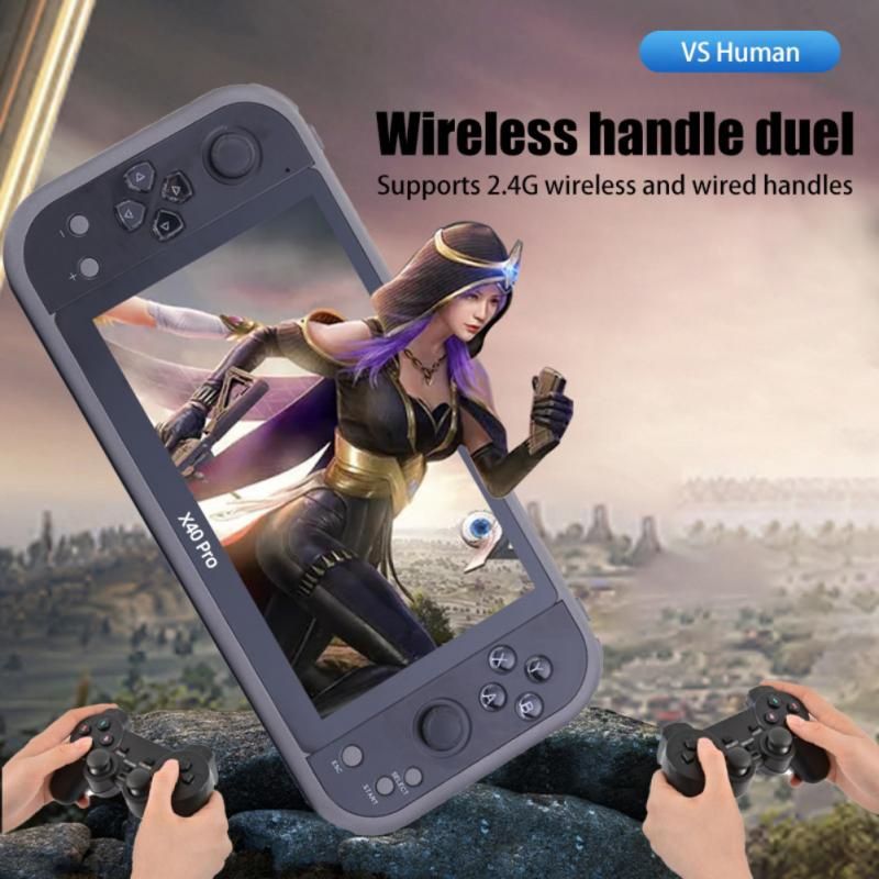 X40 Pro Video Game Console 7 Inch HD Screen Portable Retro Video Game Console Built-in 10000 Games Support Wireless Controller