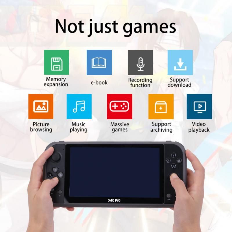 X40 Pro Video Game Console 7 Inch HD Screen Portable Retro Video Game Console Built-in 10000 Games Support Wireless Controller