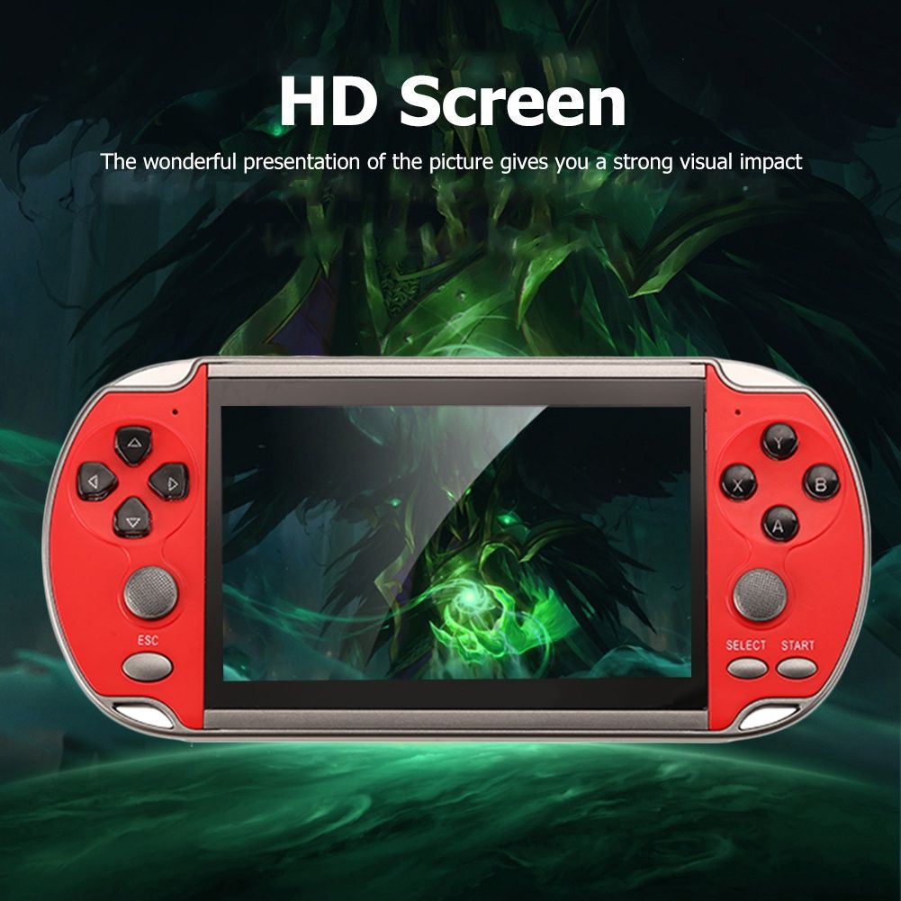 X7 Handheld Game Player 4.3 Inch LCD Display 8GB Double-rocker 3000 Classic Game Retro Mini Pocket Game Console MP5 Video Player（Red)）