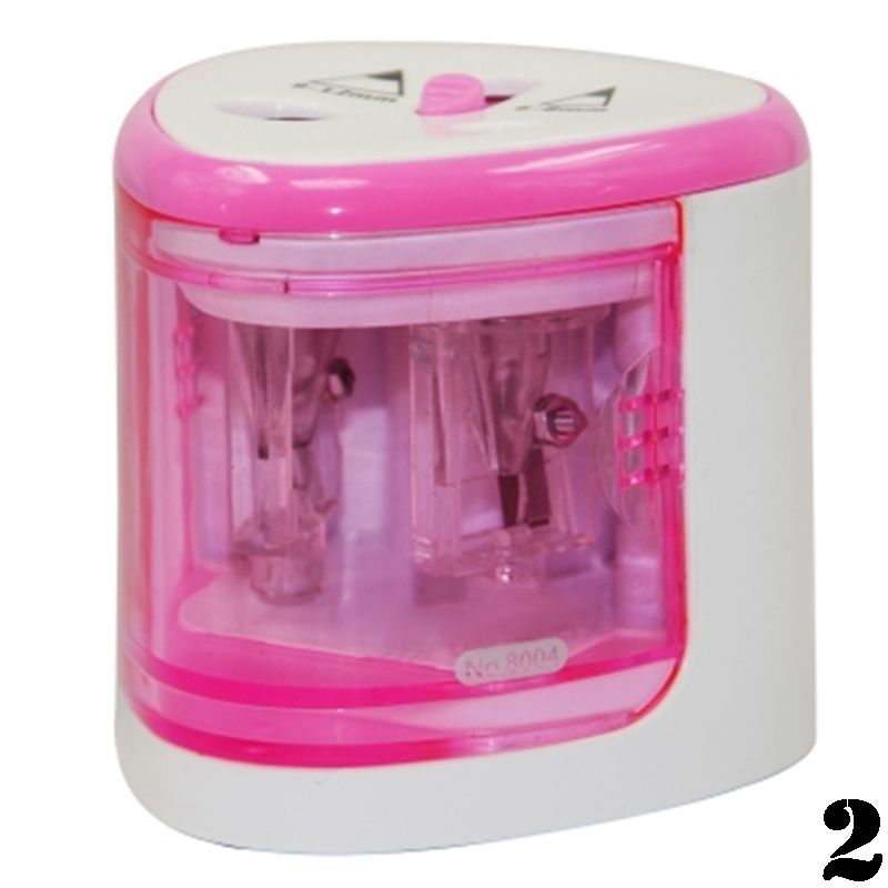 Battery Operated Pencil Sharpener W/2 Holes 6-8mm And 9-12mm Electric Sharpener Auto-Stop Pencil Charpener Pink