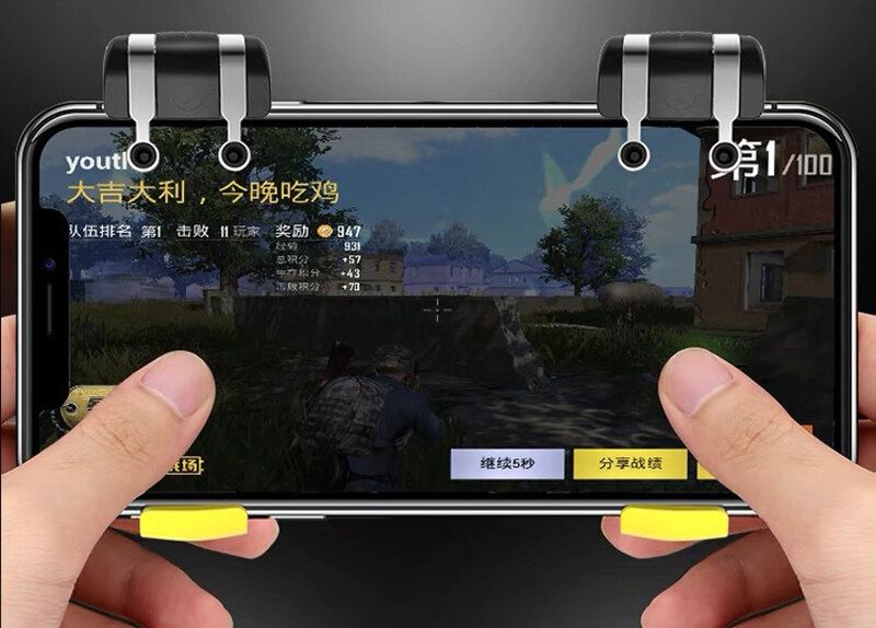 KKJ F21 Six Finger Controller Gamepad Shooting Trigger Joysticks For IOS Android Phone PUBG Mobile Games A Pair