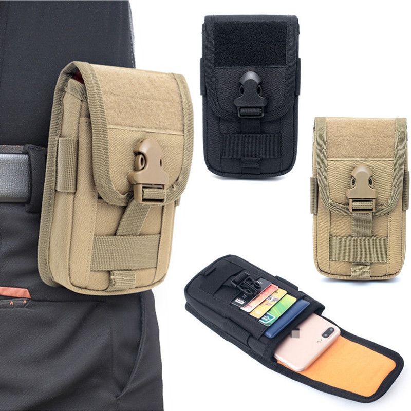 Men Outdoor  Molle Pouch Belt Waist Bag Phone Case ID Card Holder Pouch Belt Case Black  Camping Hunting EDC Bag SAB