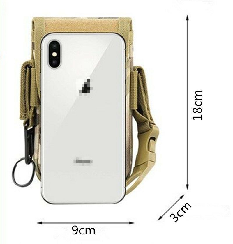 Men Outdoor  Molle Pouch Belt Waist Bag Phone Case ID Card Holder Pouch Belt Case Black  Camping Hunting EDC Bag SAB