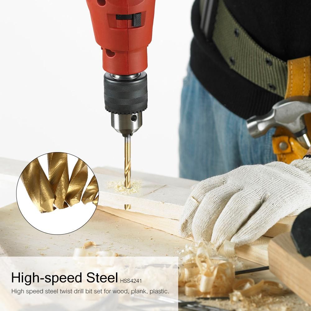 50pcs HSS Plating Titanium Twist Drill Bit Set Metric System 1.0-3.0mm High Speed Steel Titanium Coated Twist Drills Bits Woodworking Wood Drilling Tool