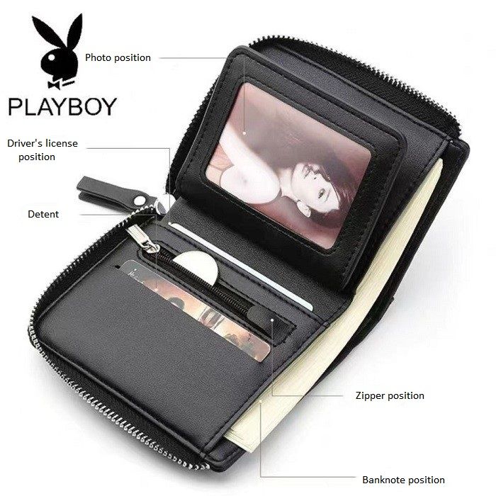 High-quality Men Short Wallets Card Holder Pu Leather Zipper