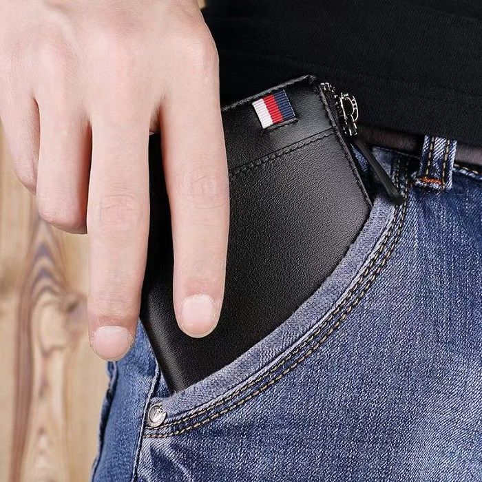 High-quality Men Short Wallets Card Holder Pu Leather Zipper