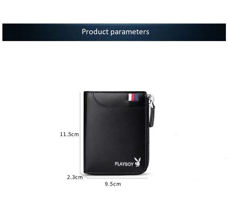 High-quality Men Short Wallets Card Holder Pu Leather Zipper