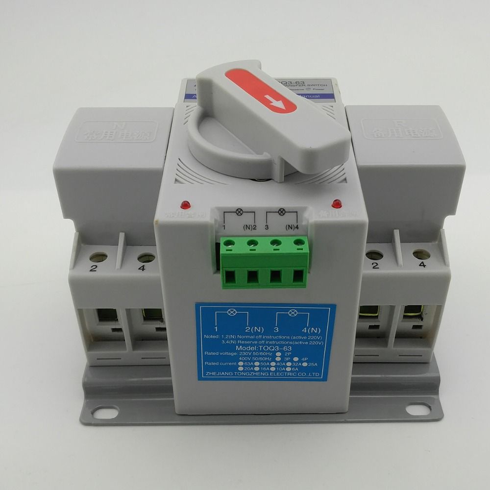 Switch 2P Transfer Power 63A MCB Type Dual Automatic 230V