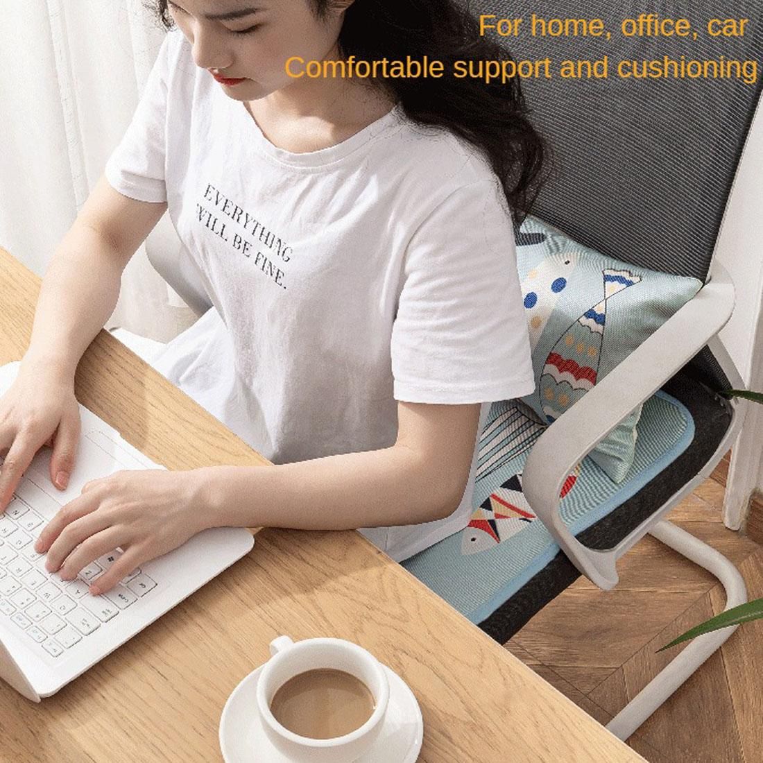 Cool and Breathable Ice-silky Polyester Seat Cushion and Lumbar Pillow Set