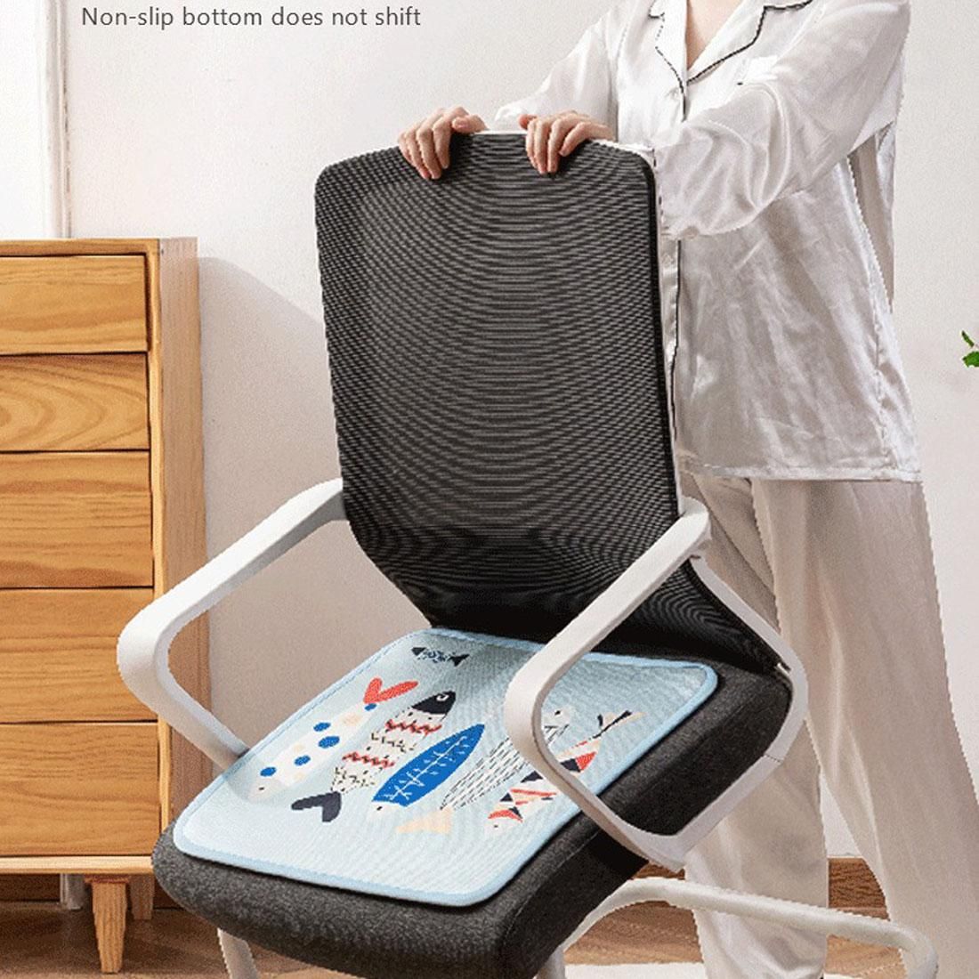 Cool and Breathable Ice-silky Polyester Seat Cushion and Lumbar Pillow Set