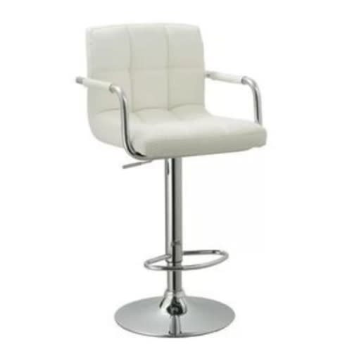 DL Set Of 2 Adjustable Height Bar Stool - White