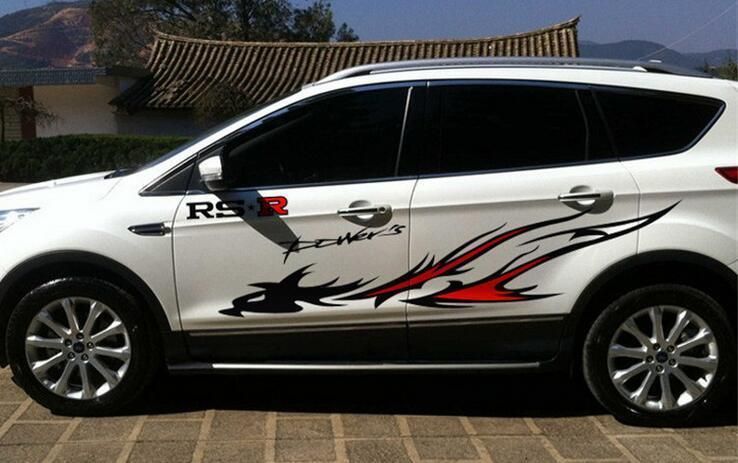 190cm Blackred Flame Dragon Stripes Graphics Car Vinyl Body