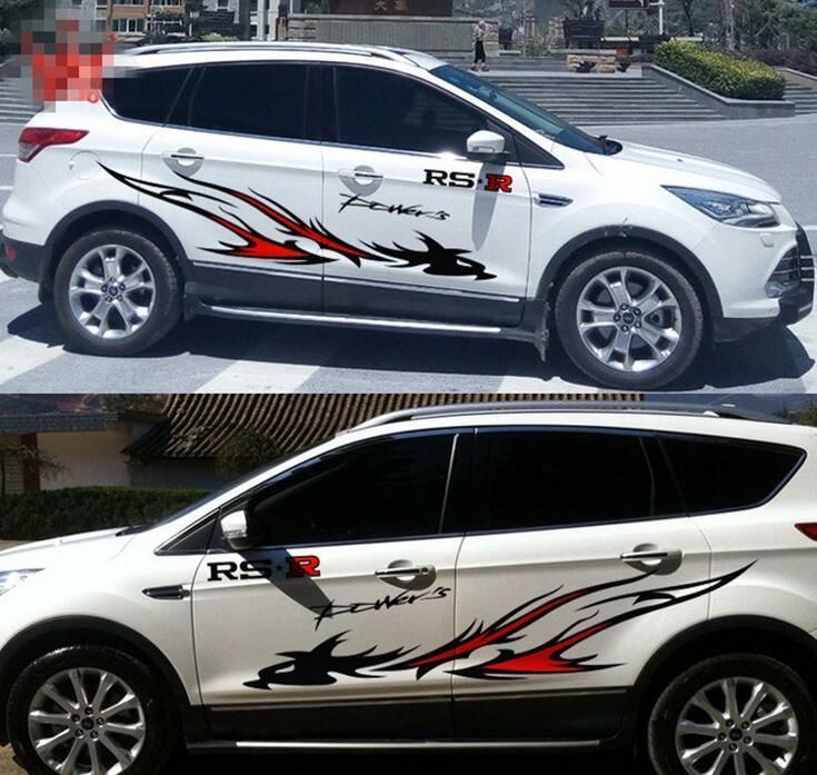 190cm Blackred Flame Dragon Stripes Graphics Car Vinyl Body