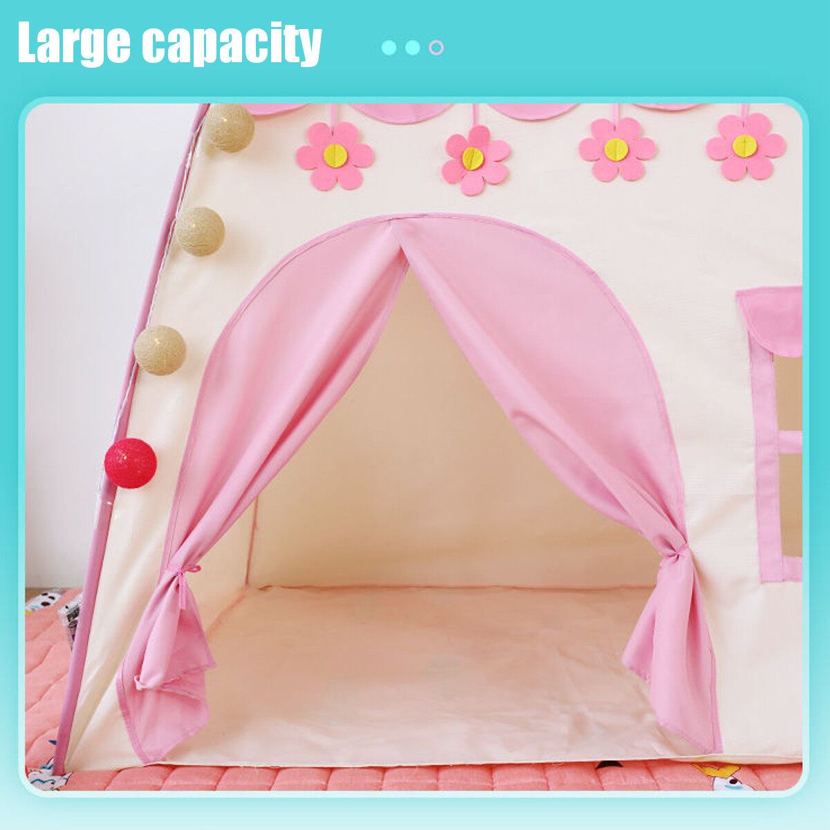 Kids Tent Playhouse Play Teepee Indoor Outdoor Developmental Castle Children Xmas Toys Gift Boys Girls Pink