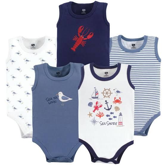 5 Pack Sleeveless  Bodysuit Sea Shore