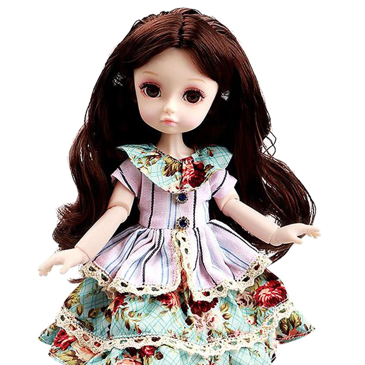 Girl Dolls 10" Jointed Doll DIY Toy With Skirt 4D Eyes Green