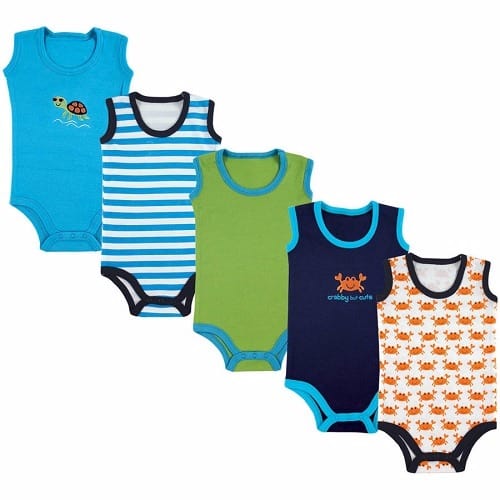 Pack of 5 Sleeveless Baby Bodysuits