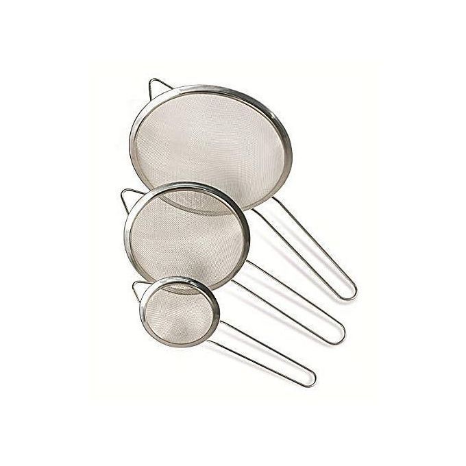 3pcs Fine Mesh Stainless Steel Strainers Small/Medium Sizes