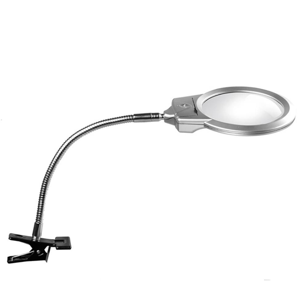 Pro Flexible Hands Free Magnifying Glass Desk Lamp Bright LED Light Magnifier with Clamp for Reading Painting