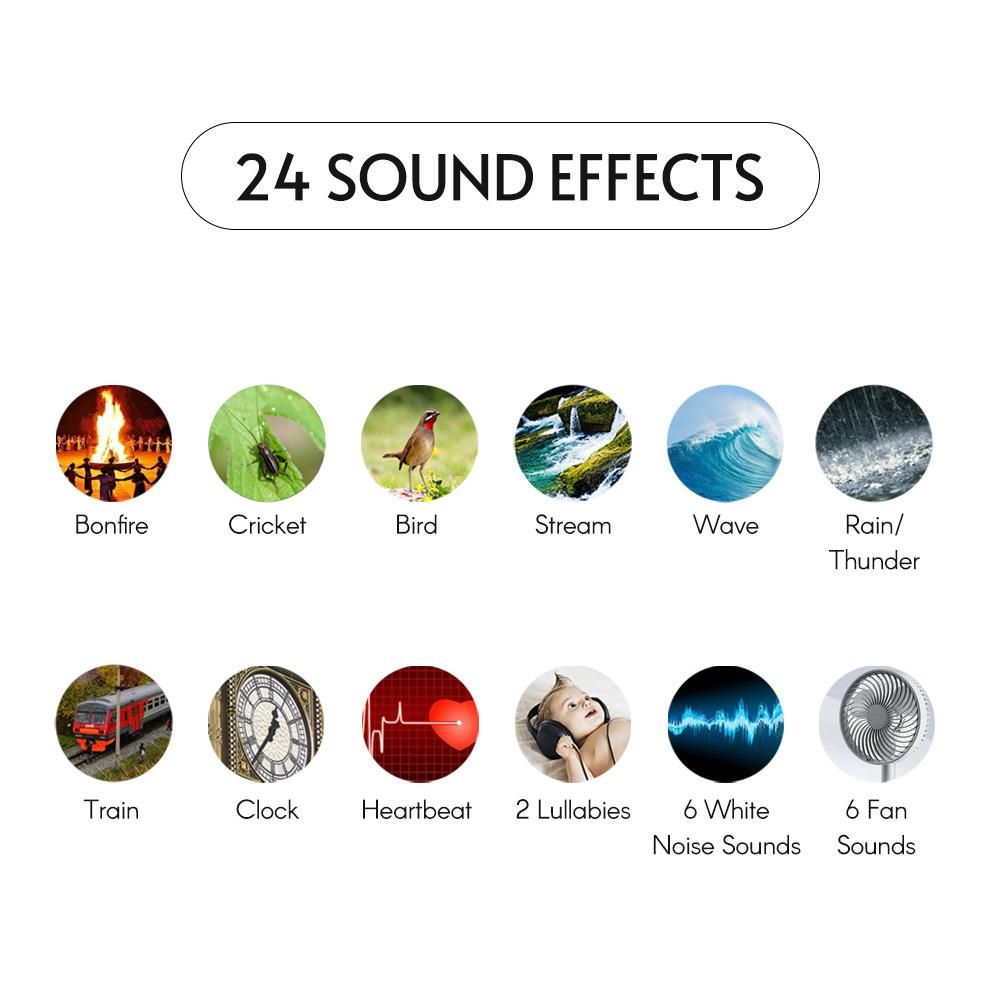 White Noise Sound Machine Baby Sleep Soother with Soft Warm Light/ White Light 24 Soothing Sounds Timers Natural Sound Machine with Lanyard for Babyroom Bedroom On-the-Go Travel