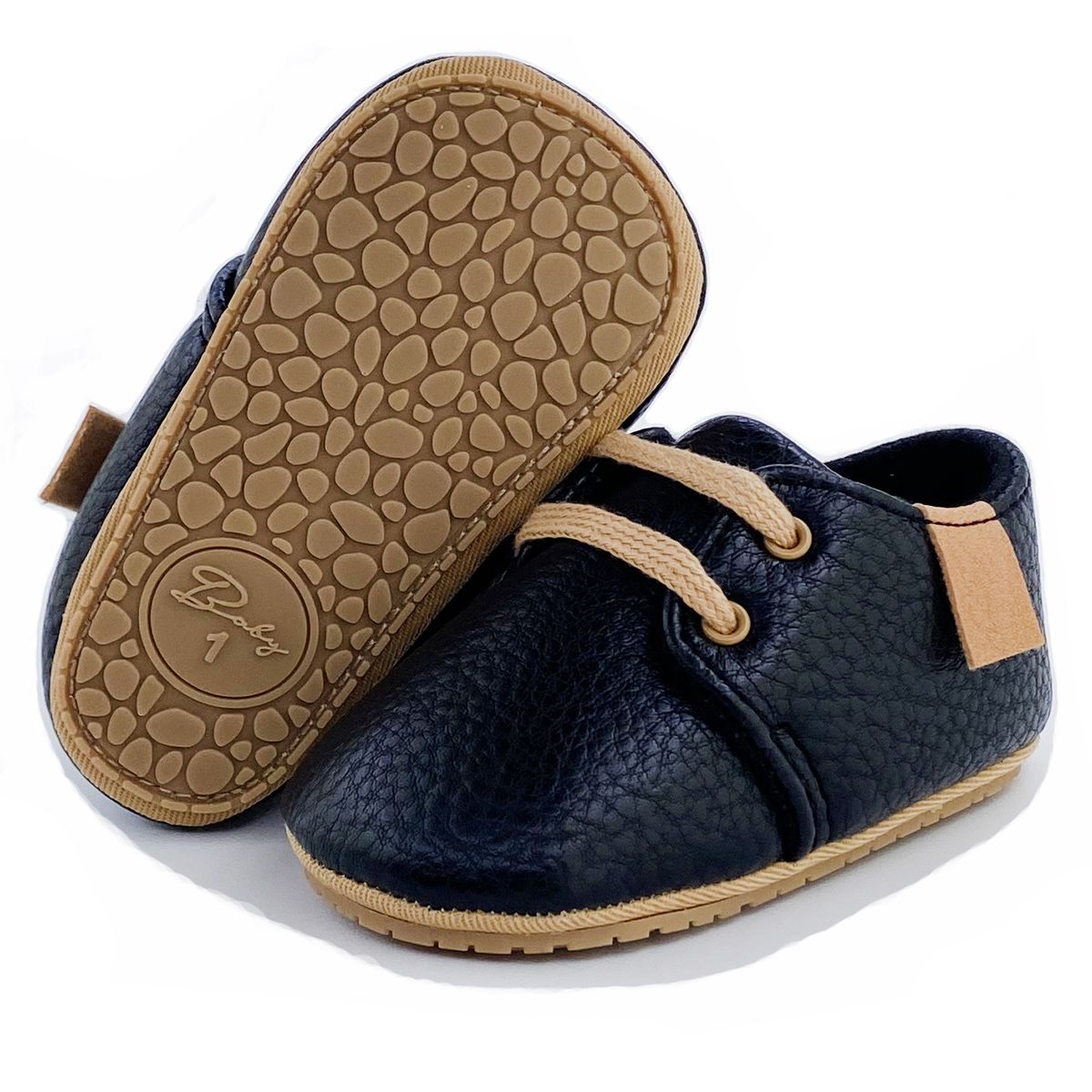 Baby Boy Birthday Leather In-Lace Shoe  - Black