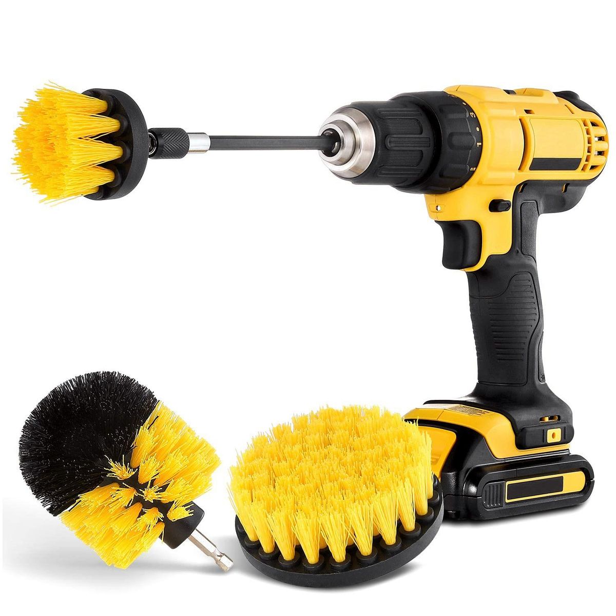 4Pcs Combinate Drill Brush Power Scrubbing Brush Drill Spin Scrubber Electric Cleaning Brush Fixing for Car Bathroom Wooden Floor Laundry Room Cleaning