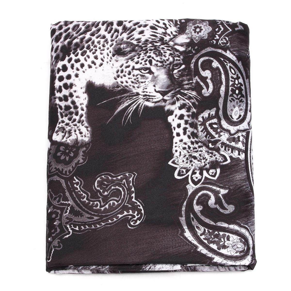 3D Black Leopard Animal Twin Bedding Pillowcase Quilt Duvet Bed Sheet Cover Set