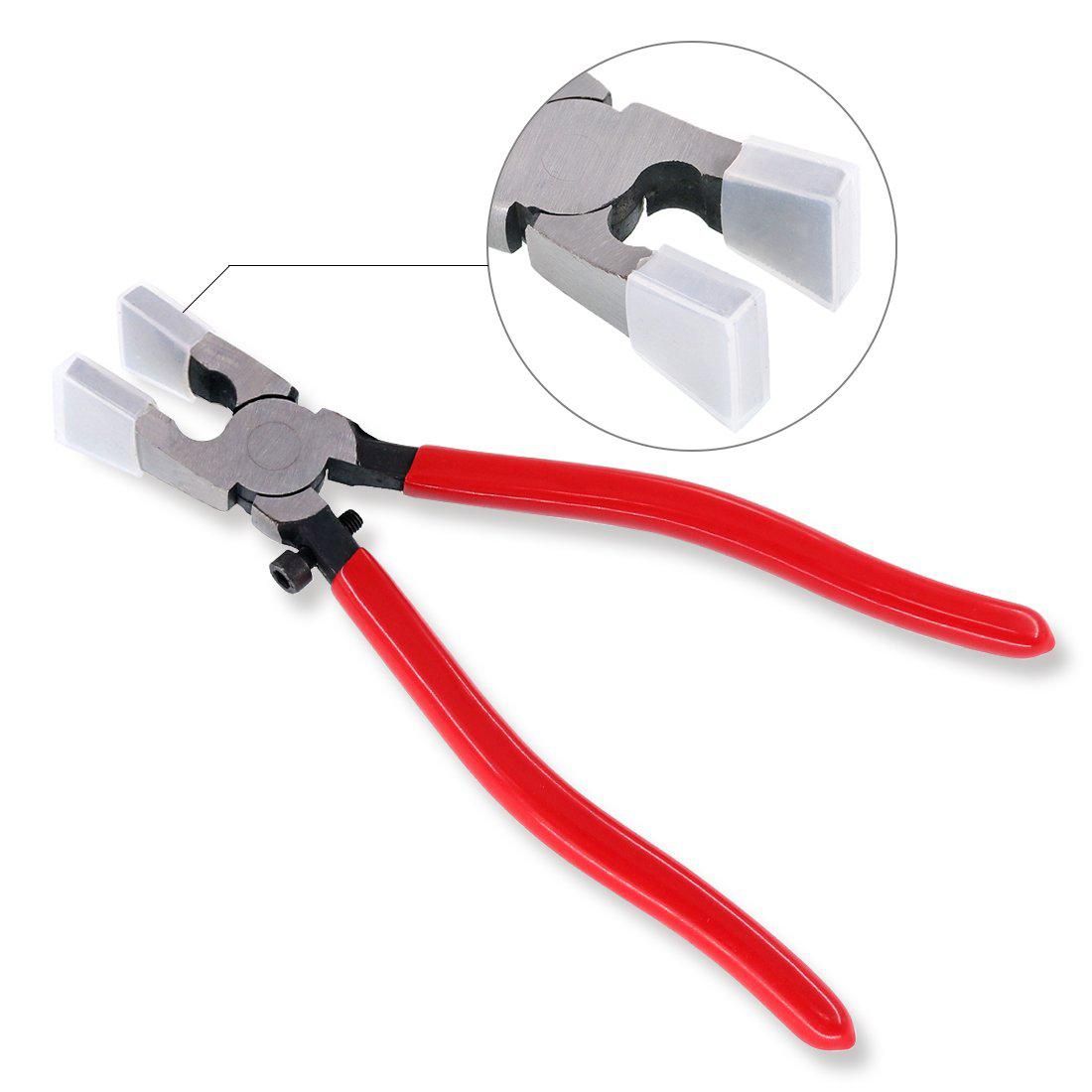 Heavy Duty Key Fob Pliers Tool, Metal Glass Running Pliers With Flat Jaws, Studio Running Pliers Attach Rubber Tips Perfect For Key Fob Hardware Install And Stained Glass Work