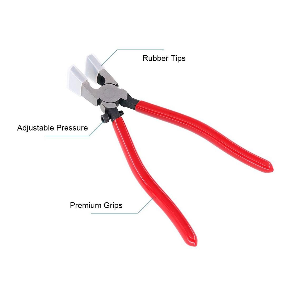 Heavy Duty Key Fob Pliers Tool, Metal Glass Running Pliers With Flat Jaws, Studio Running Pliers Attach Rubber Tips Perfect For Key Fob Hardware Install And Stained Glass Work