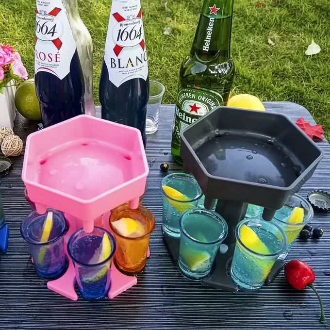 6 Shot Glass Dispenser Holder For Fuilling Drink
