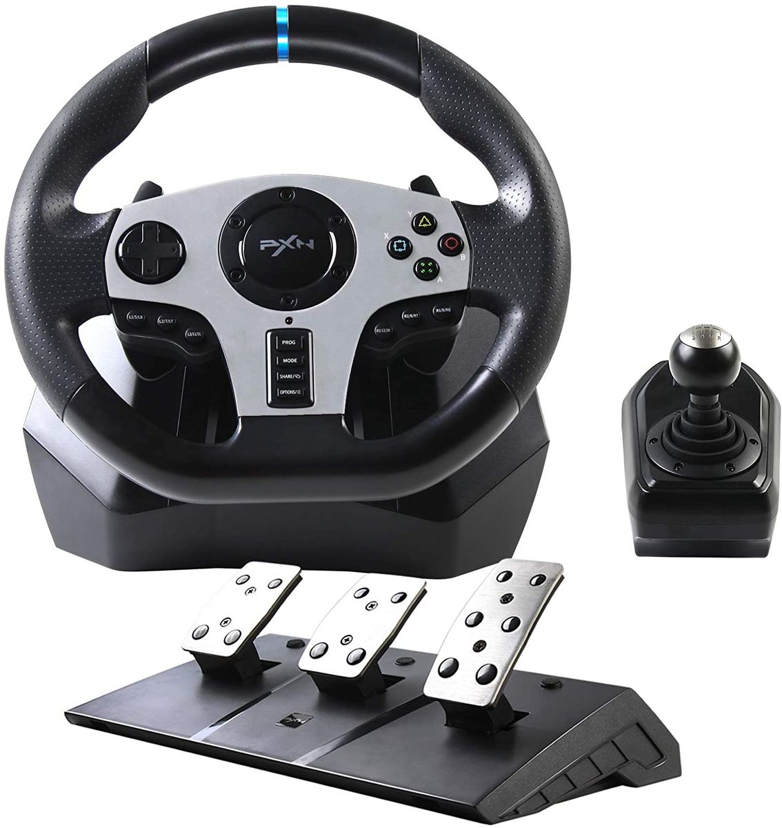 V9 Adjustable Racing Wheel With Clutch Pedals And Shifter,Support Vibration And Headset Function,For Windows PC/PS3/PS4/Xbox One/Xbox Series S & X/Nintendo Switch With 270°/900° Rotation Button