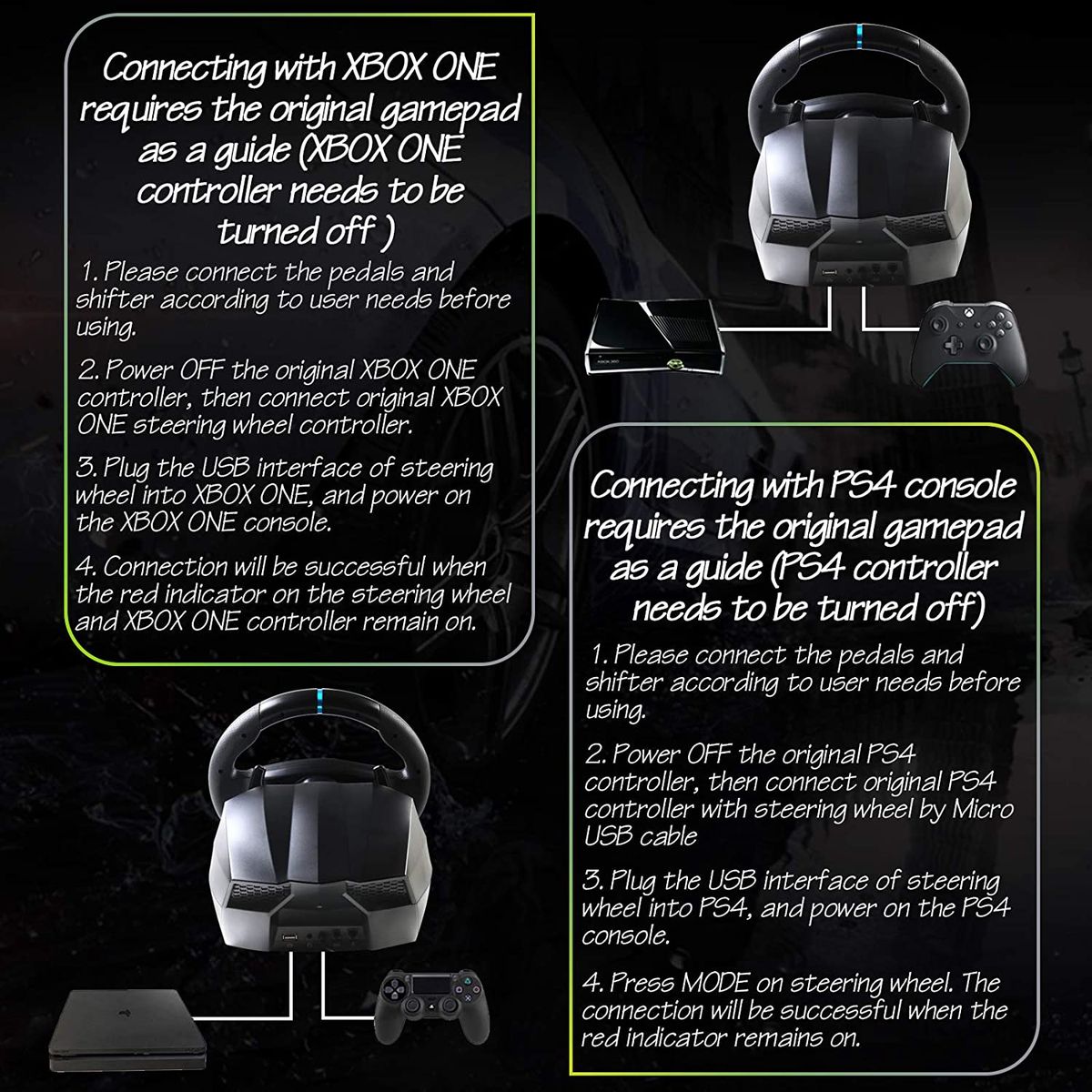 V9 Adjustable Racing Wheel With Clutch Pedals And Shifter,Support Vibration And Headset Function,For Windows PC/PS3/PS4/Xbox One/Xbox Series S & X/Nintendo Switch With 270°/900° Rotation Button