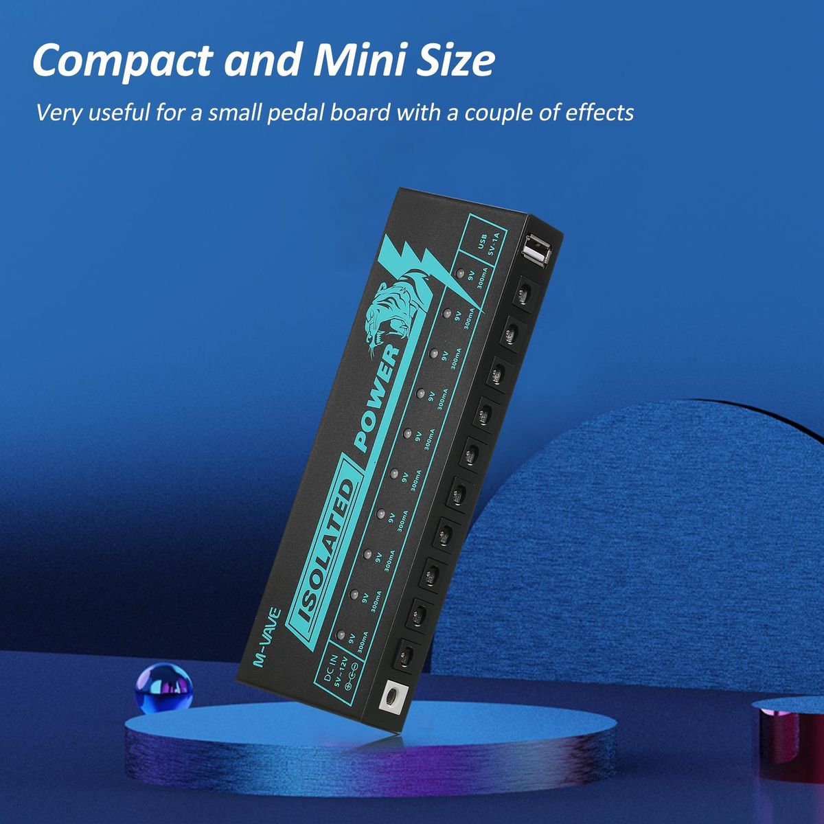 M-VAVE Guitar Pedal Power Guitar Effector Power Supply 10 Isolated DC Output Isolated Power