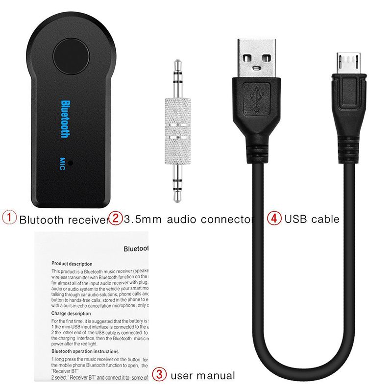 Car Bluetooth Receiver Adapter Transmitter 3.5mm Jack