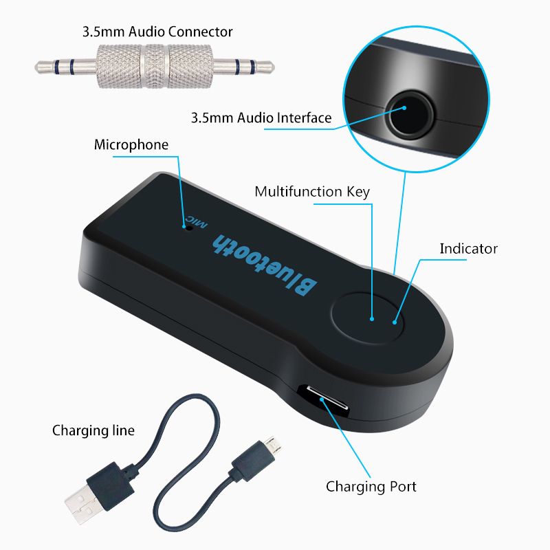 Car Bluetooth Receiver Adapter Transmitter 3.5mm Jack