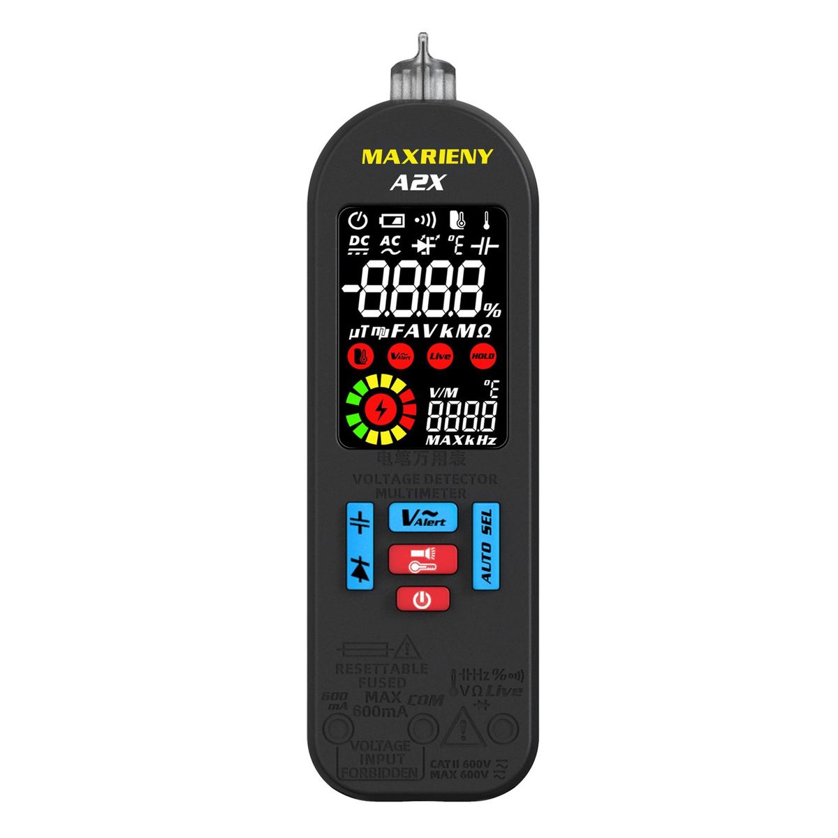 MAXRIENY Automatic Anti-Burn Intelligent Digital Multimeter Non Contact Voltage Detector Smart Voltmeter Resistance Frequency Continuity V-Alert Live Wire Voltage Tester with Carrying Case