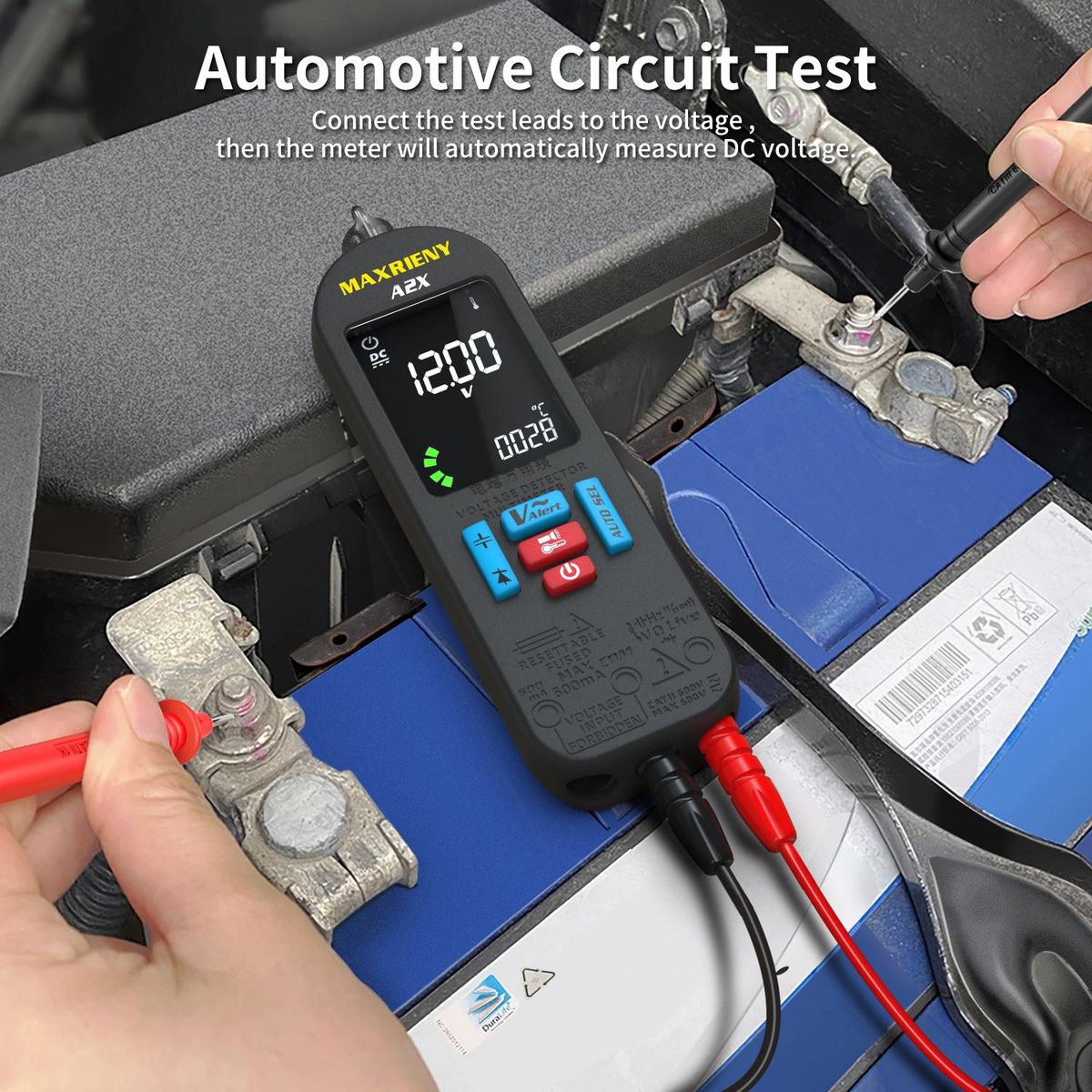 MAXRIENY Automatic Anti-Burn Intelligent Digital Multimeter Non Contact Voltage Detector Smart Voltmeter Resistance Frequency Continuity V-Alert Live Wire Voltage Tester with Carrying Case