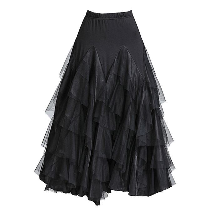 Flamenco Skirt Ballroom Waltz Dance Clothes Modern Costumes For Black