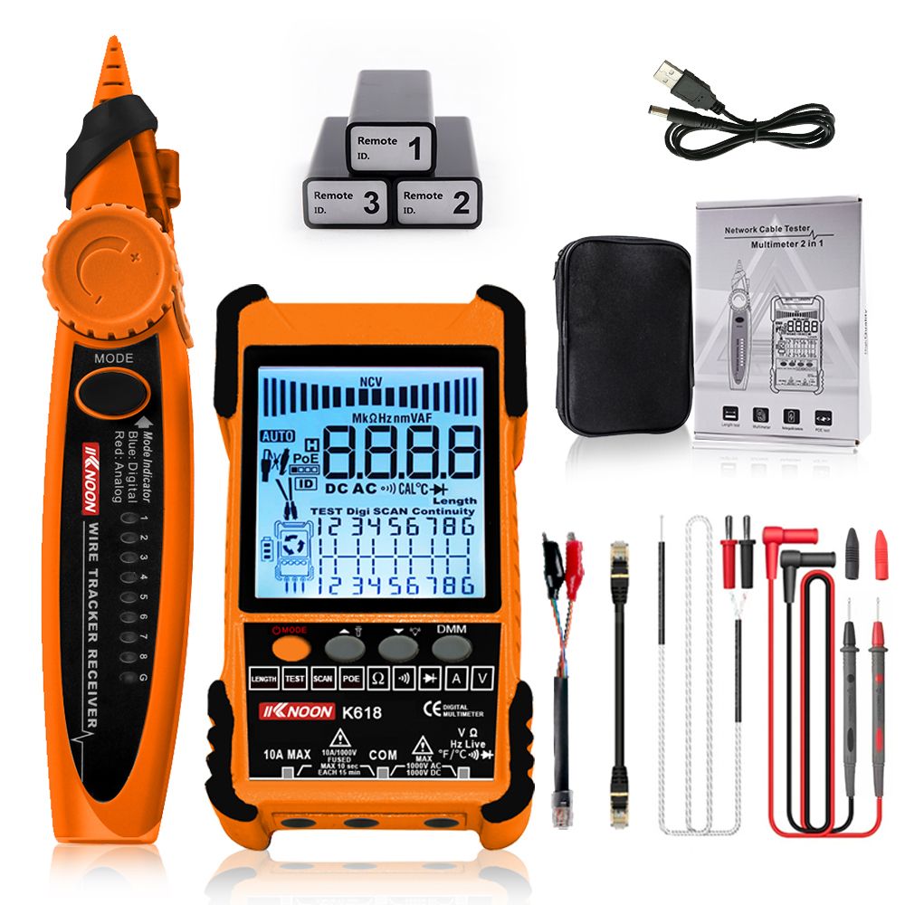 KKNOON K618 500M Handheld Portable Cable Tester With LCD