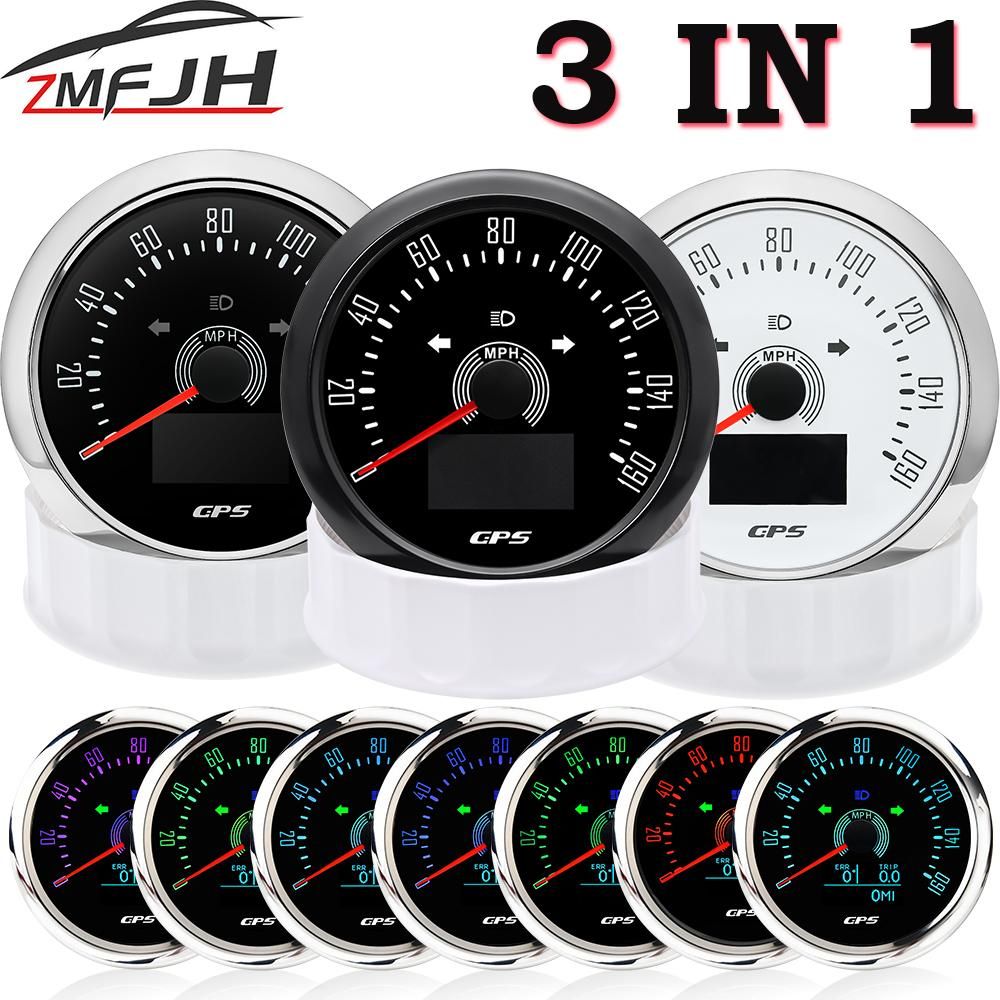 3 IN 1 GPS Speedometer 0-160 MPH Odometer Gauge With Antenna Speed Meter Adjustable Trip ODO COG 85mm Holder for Car Truck Boat